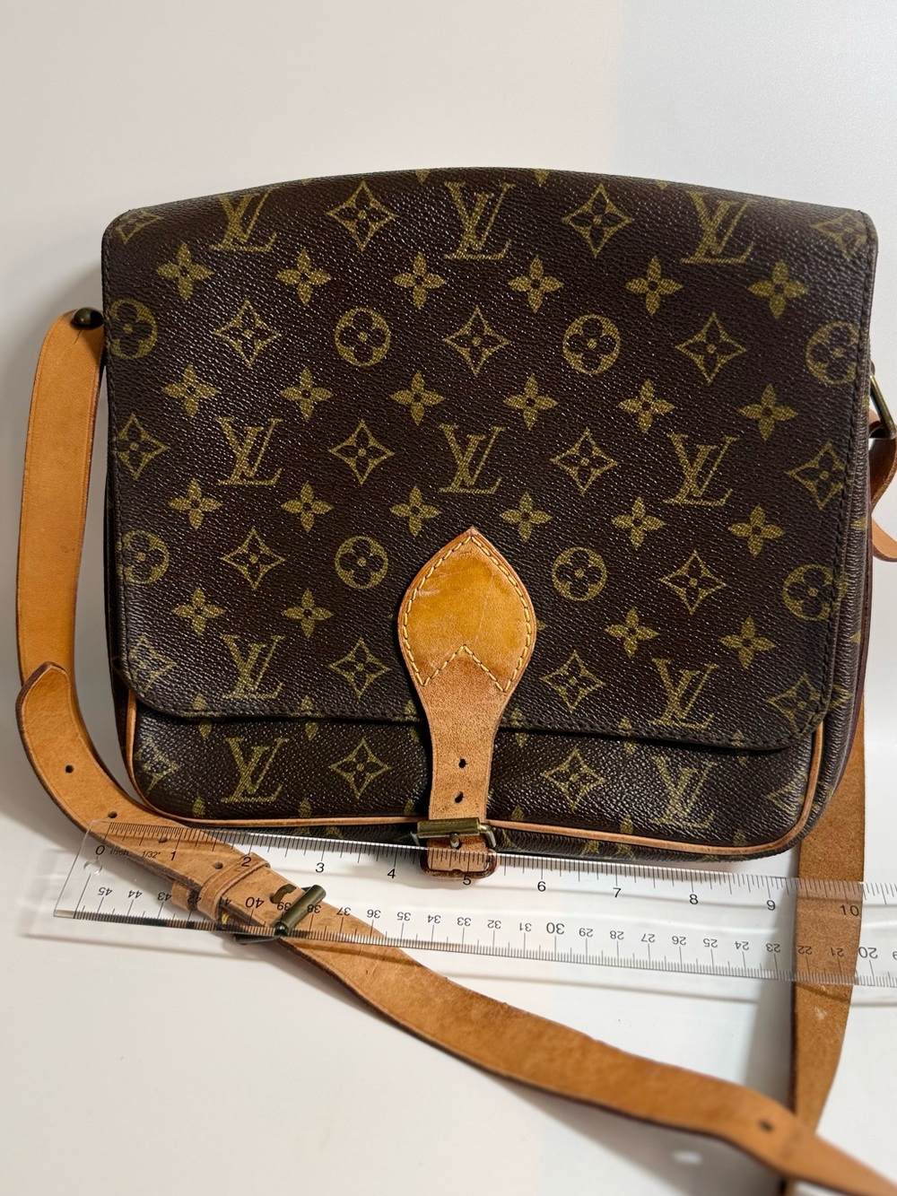Louis Vuitton Monogram Canvas Messenger Bag with Tan Trim